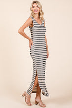 将图片加载到图库查看器，Striped Scoop Neck Sleeveless Maxi Dress For Women – Striped Maxi Dress, Sleeveless Dress, Summer Maxi Dress, Comfortable Knit Dress, Flattering Maxi Dress
