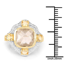 Load image into Gallery viewer, 14K Yellow Gold Plated 4.07 Carat Genuine Golden Rutile and Citrine .925 Sterling Silver Ring
