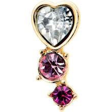Load image into Gallery viewer, 16G 1/4 Clear Pink Gem Gold Tone Heart Cartilage Tragus Earring

