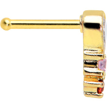 Load image into Gallery viewer, 20G 1/4 Clear Pink Red CZ Gem Gold Tone Heart Valentine Nose Bone
