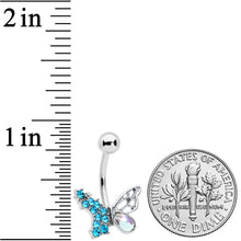 Load image into Gallery viewer, Blue Aurora Gem Super Glam Butterfly Belly Ring
