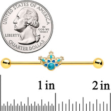 Load image into Gallery viewer, 14G Turquoise Gold Tone Opulent Bloom Industrial Barbell 38mm
