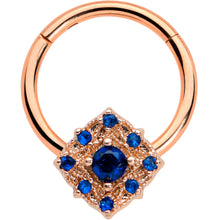 将图片加载到图库查看器，16G 3/8 Blue Gem Rose Gold Tone Night Star Hinged Segment Ring
