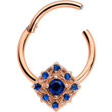 将图片加载到图库查看器，16G 3/8 Blue Gem Rose Gold Tone Night Star Hinged Segment Ring
