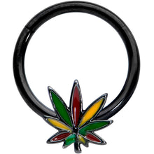 Load image into Gallery viewer, 16G 5/16 Black Multicolor Pot Leaf Hinged Segment Ring
