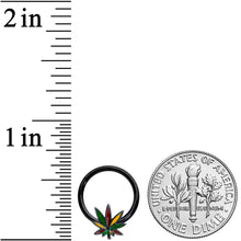 Load image into Gallery viewer, 16G 5/16 Black Multicolor Pot Leaf Hinged Segment Ring
