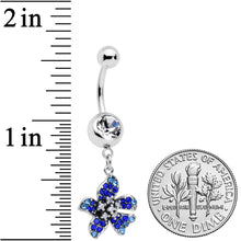 将图片加载到图库查看器，Clear Blue Gem Evening Flower Dangle Belly Ring
