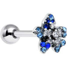 Load image into Gallery viewer, 16G 1/4 Clear Blue Gem Evening Flower Cartilage Tragus Earring
