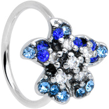 Load image into Gallery viewer, 20G 5/16 Clear Blue Gem Evening Flower Nose Hoop
