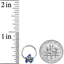 Load image into Gallery viewer, 16G 3/8 Clear Blue Gem Evening Flower Hinged Segment Ring
