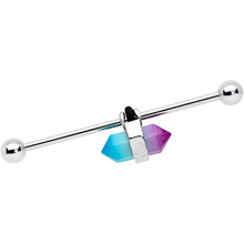 Load image into Gallery viewer, 14G Purple Ombre Tourmaline Natural Stone Industrial Barbell 38mm
