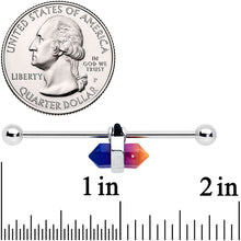 Load image into Gallery viewer, 14G Blue Ombre Tourmaline Natural Stone Industrial Barbell 38mm
