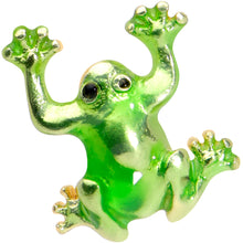 将图片加载到图库查看器，16G 5/16 Gold Tone Green Tree Frog Labret Monroe Tragus
