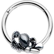 将图片加载到图库查看器，16G 3/8 Black Gem Abstract Bow Hinged Segment Ring
