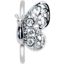 Load image into Gallery viewer, 20G 5/16 Clear Gem Lacy Butterfly Nose Hoop
