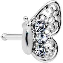Load image into Gallery viewer, 20G 1/4 Clear Gem Lacy Butterfly Nose Bone
