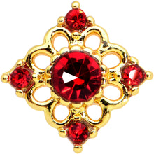 Load image into Gallery viewer, 16G 5/16 Red Gem Gold Tone Regal Rhombus Labret Monroe Tragus
