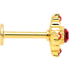 Load image into Gallery viewer, 16G 5/16 Red Gem Gold Tone Regal Rhombus Labret Monroe Tragus
