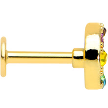 Load image into Gallery viewer, 16G 1/4 Rainbow Gem Gold Tone Crescent Moon Labret Tragus
