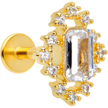 Load image into Gallery viewer, 16G 1/4 Clear Gem Gold Tone Regal Rectangle Labret Monroe Tragus
