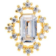 Load image into Gallery viewer, 16G 1/4 Clear Gem Gold Tone Regal Rectangle Labret Monroe Tragus
