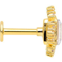Load image into Gallery viewer, 16G 1/4 Clear Gem Gold Tone Regal Rectangle Labret Monroe Tragus
