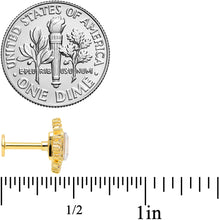 Load image into Gallery viewer, 16G 1/4 Clear Gem Gold Tone Regal Rectangle Labret Monroe Tragus
