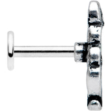 Load image into Gallery viewer, 16G 1/4 Filigree Blue Green Leaves Labret Monroe Tragus
