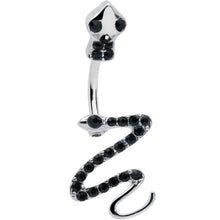 Load image into Gallery viewer, Black Gem Stylish Snakes Double Mount Belly Ring
