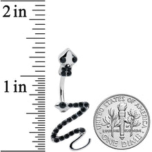 Load image into Gallery viewer, Black Gem Stylish Snakes Double Mount Belly Ring
