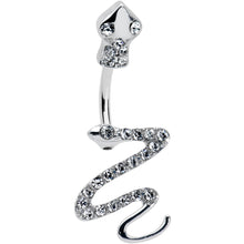 将图片加载到图库查看器，Clear Gem Stylish Snakes Double Mount Belly Ring
