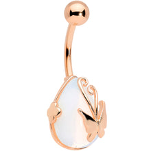 Load image into Gallery viewer, Clear Gem Rose Gold Tone Drop Wrap Butterfly Belly Ring

