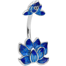 将图片加载到图库查看器，Double Blue Lotus Double Mount Belly Ring

