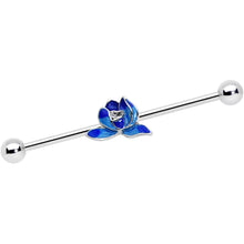 Load image into Gallery viewer, 14G Lovely Blue Lotus Flower Industrial Barbell 38mm
