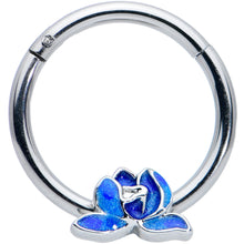 将图片加载到图库查看器，16G 3/8 Lovely Blue Lotus Flower Hinged Segment Ring
