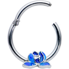 将图片加载到图库查看器，16G 3/8 Lovely Blue Lotus Flower Hinged Segment Ring
