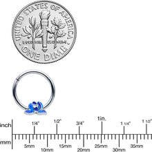 将图片加载到图库查看器，16G 3/8 Lovely Blue Lotus Flower Hinged Segment Ring
