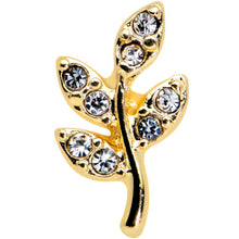 Load image into Gallery viewer, 16G 1/4 Clear Gem Gold Tone Lush Leaves Cartilage Tragus Earring
