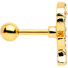 Load image into Gallery viewer, 16G 1/4 Clear Gem Gold Tone Lush Leaves Cartilage Tragus Earring
