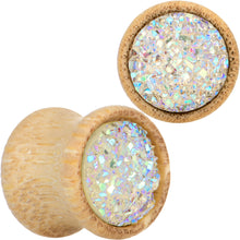 将图片加载到图库查看器，7/16 White Druzy Stone Wood Saddle Plug Set
