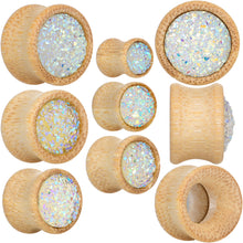 将图片加载到图库查看器，7/16 White Druzy Stone Wood Saddle Plug Set
