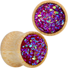 将图片加载到图库查看器，Pink Druzy Stone Wood Saddle Plug Set
