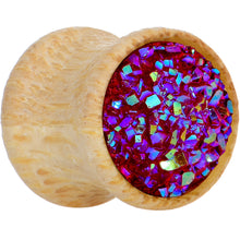 将图片加载到图库查看器，Pink Druzy Stone Wood Saddle Plug Set
