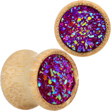 将图片加载到图库查看器，7/16 Pink Druzy Stone Wood Saddle Plug Set
