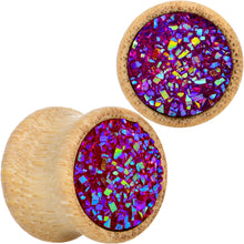 将图片加载到图库查看器，Pink Druzy Stone Wood Saddle Plug Set
