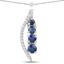 Load image into Gallery viewer, 0.40 Carat Genuine Blue Sapphire and White Diamond 14K White Gold Pendant
