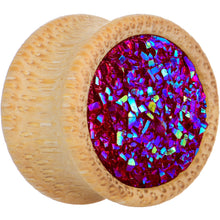 Load image into Gallery viewer, 5/8 Pink Druzy Stone Wood Saddle Plug Set
