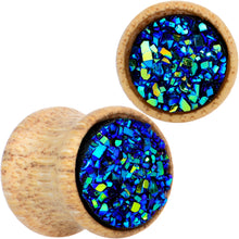 将图片加载到图库查看器，Blue Druzy Stone Wood Saddle Plug Set
