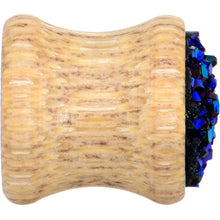 将图片加载到图库查看器，Blue Druzy Stone Wood Saddle Plug Set
