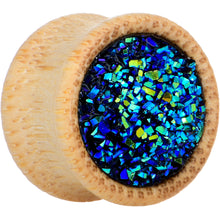 将图片加载到图库查看器，5/8 Blue Druzy Stone Wood Saddle Plug Set
